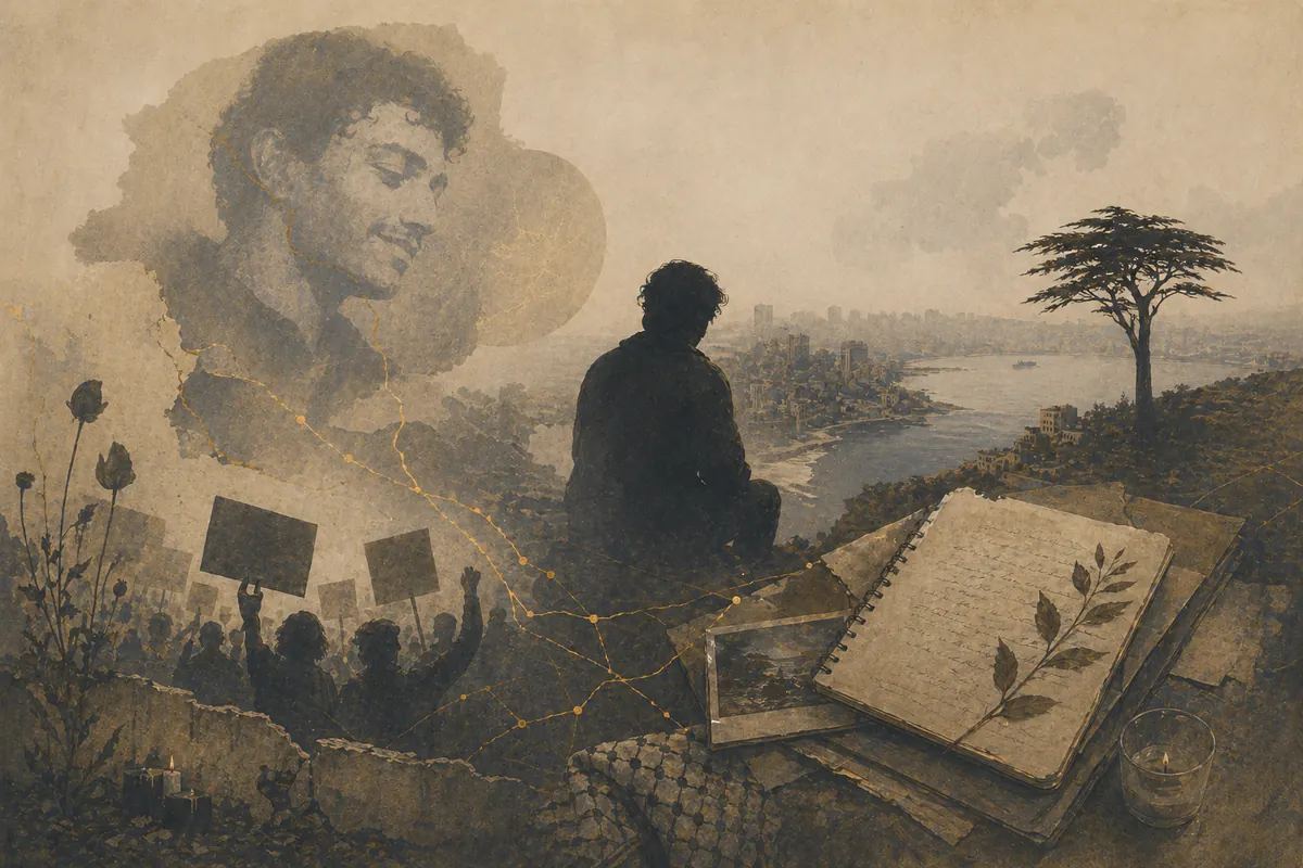 Symbolic editorial artwork about memory, activism, and loss.